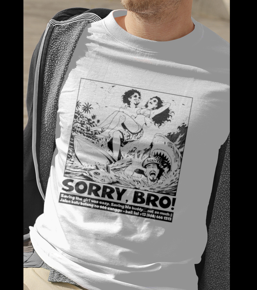 Sorry Bro Saving The Girl Was Easy Saving His Buddy Not So Much Vintage Comic Style Rescue Scene T-Shirt