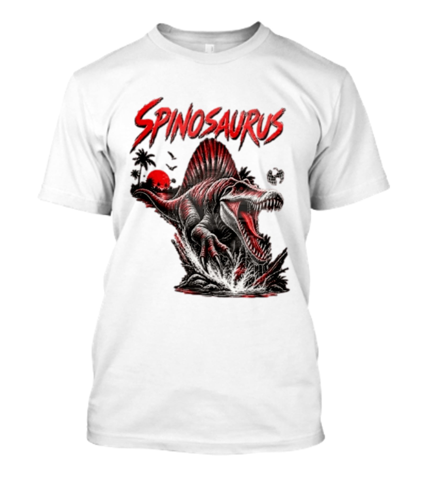 Spinosaurus Late Cretaceous 112 93 Million Years Ago Apex Predator Dinosaur Tropical Scene T-Shirt