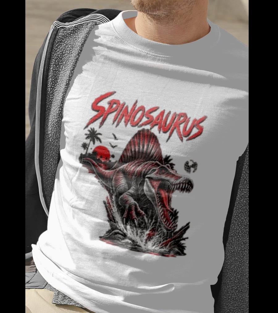 Spinosaurus Late Cretaceous 112 93 Million Years Ago Apex Predator Dinosaur Tropical Scene T-Shirt