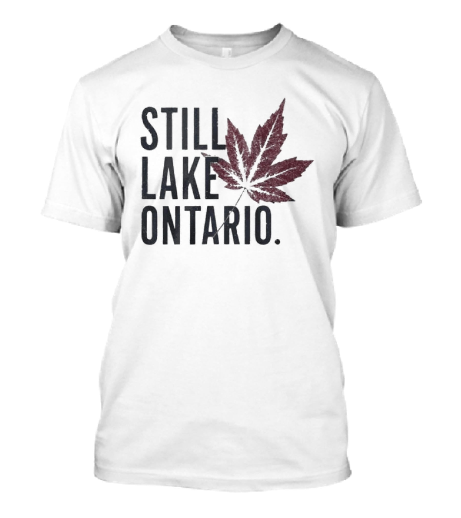 Still Lake Ontario Coordinates Great Lakes Maple Leaf T-Shirt