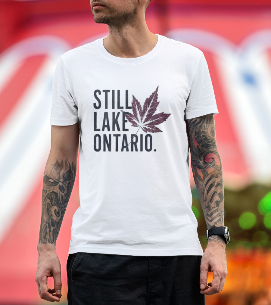 Still Lake Ontario Coordinates Great Lakes Maple Leaf T-Shirt