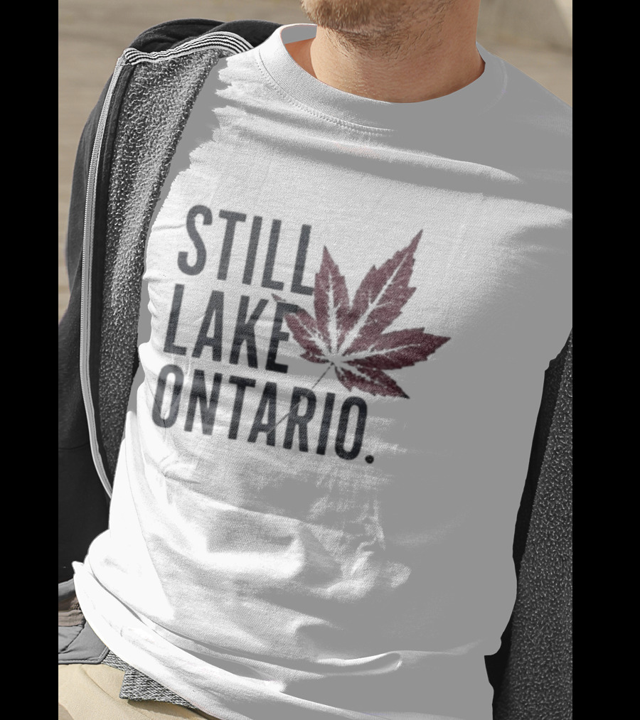 Still Lake Ontario Coordinates Great Lakes Maple Leaf T-Shirt
