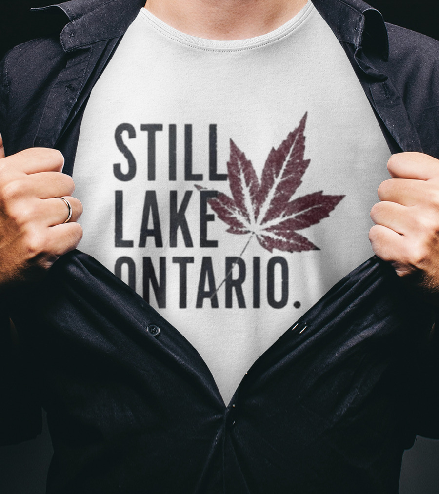 Still Lake Ontario Coordinates Great Lakes Maple Leaf T-Shirt