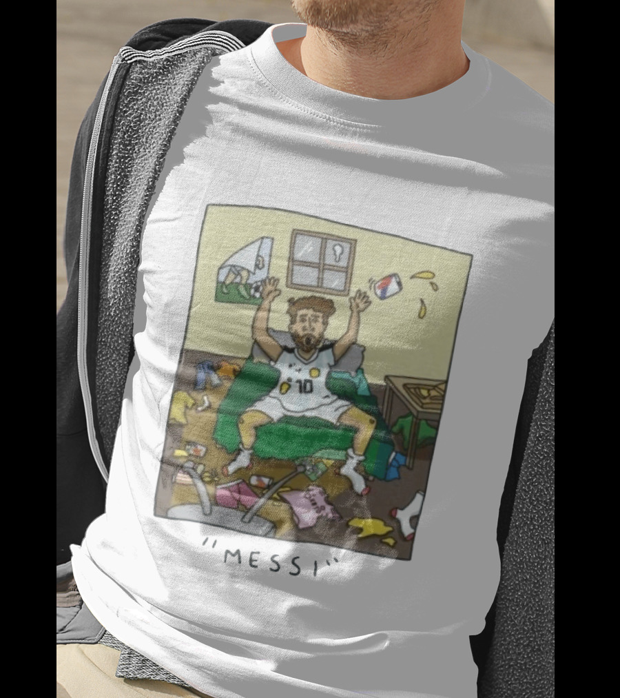 Lionel Messi Argentina Football Cartoon Messy Room T-Shirt