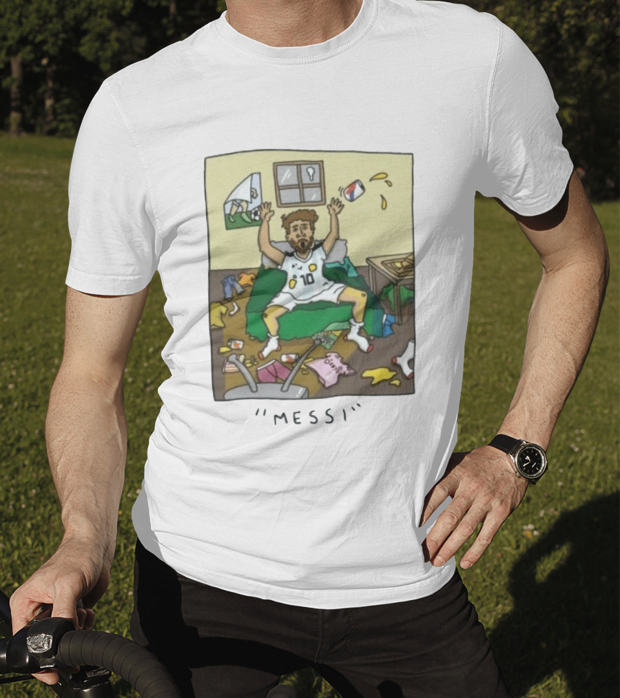 Lionel Messi Argentina Football Cartoon Messy Room T-Shirt
