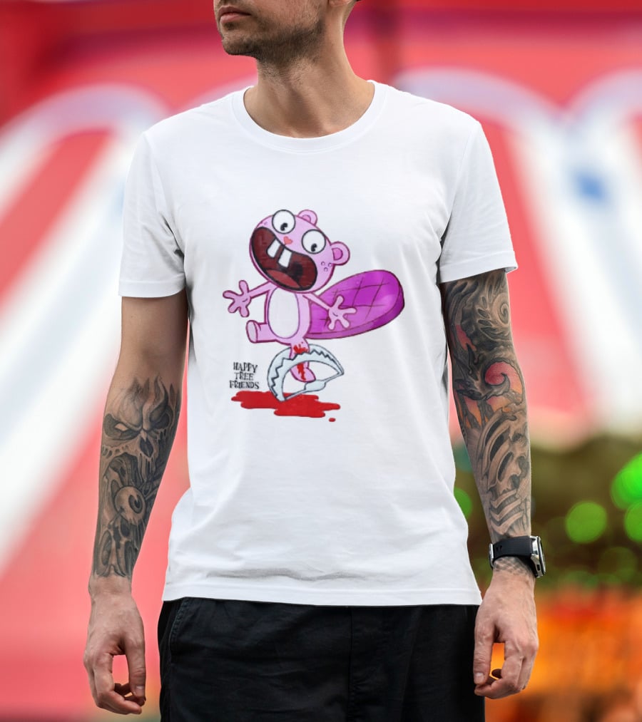 Toothy Happy Tree Friends Cartoon Beaver Stuck In Bear Trap T-Shirt