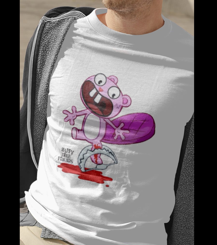 Toothy Happy Tree Friends Cartoon Beaver Stuck In Bear Trap T-Shirt