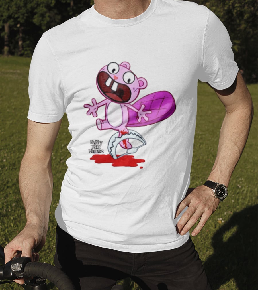 Toothy Happy Tree Friends Cartoon Beaver Stuck In Bear Trap T-Shirt