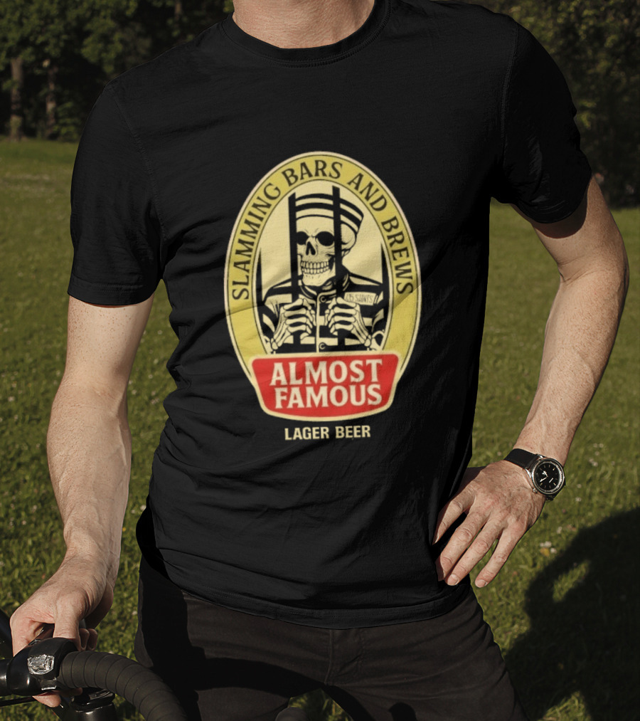 Almost Famous Slamming Bars And Brews Lager Beer Skeleton T-Shirt