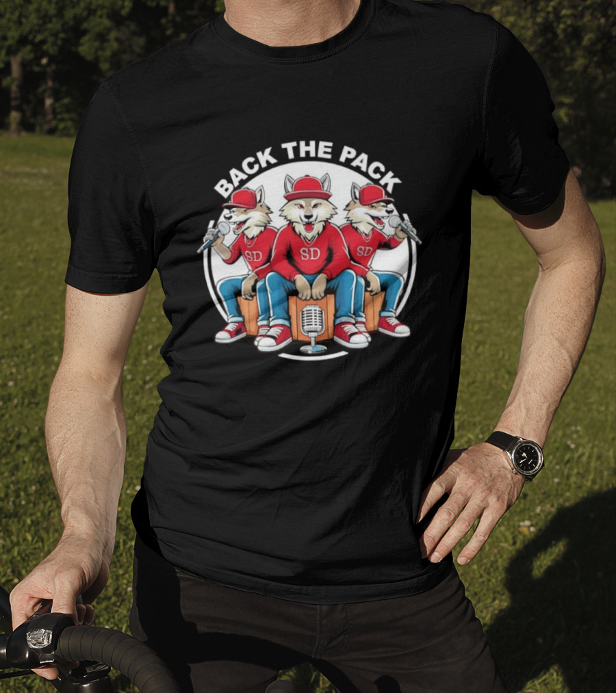 Back The Pack SD Wolf Rap Crew Hip Hop Trio Performance T-Shirt