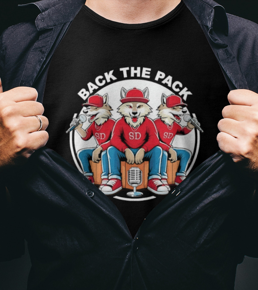 Back The Pack SD Wolf Rap Crew Hip Hop Trio Performance T-Shirt
