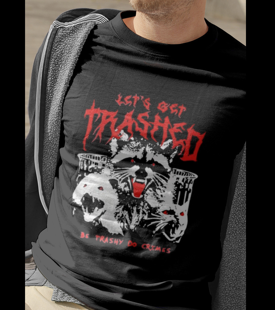 Let's Get Trashed Raccoon Opossum Cat Be Trashy Do Crimes T-Shirt