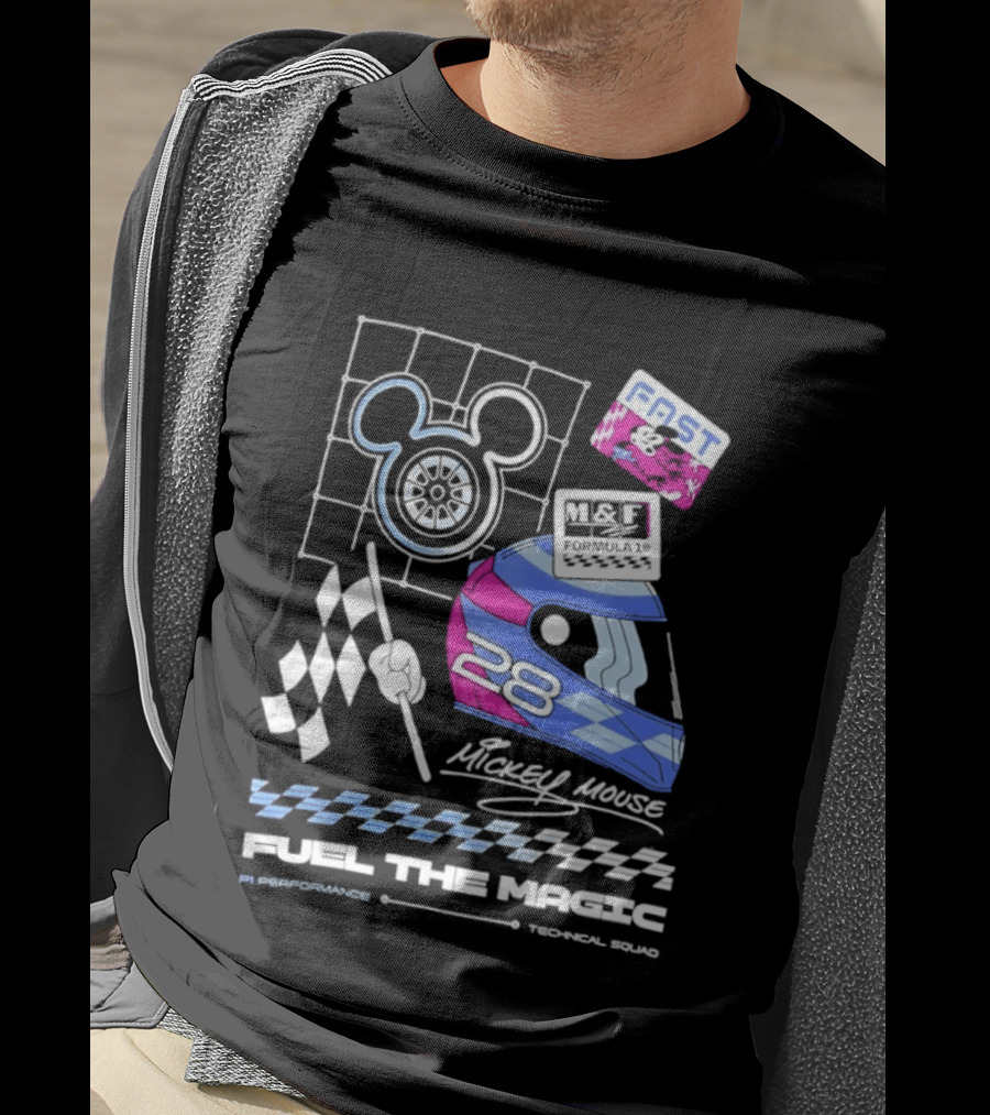 Mickey Mouse Fast Formula 1 Racing Helmet Fuel The Magic P1 Performance T-Shirt