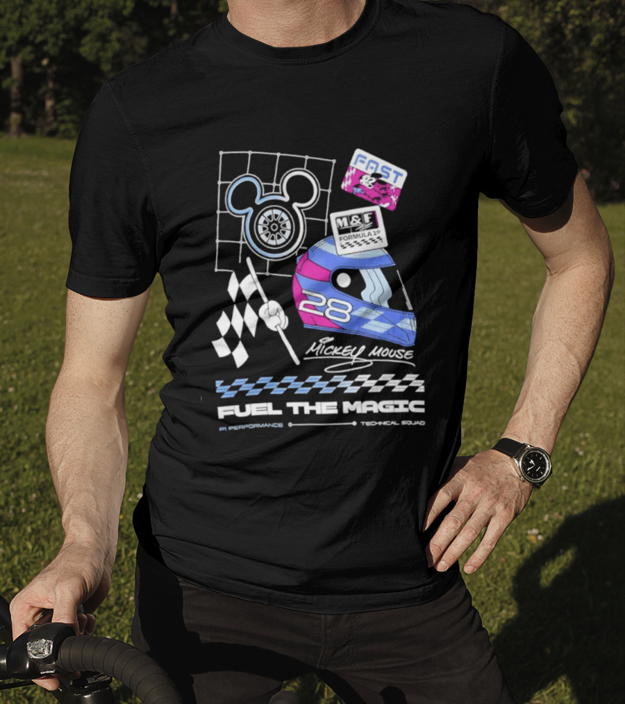 Mickey Mouse Fast Formula 1 Racing Helmet Fuel The Magic P1 Performance T-Shirt