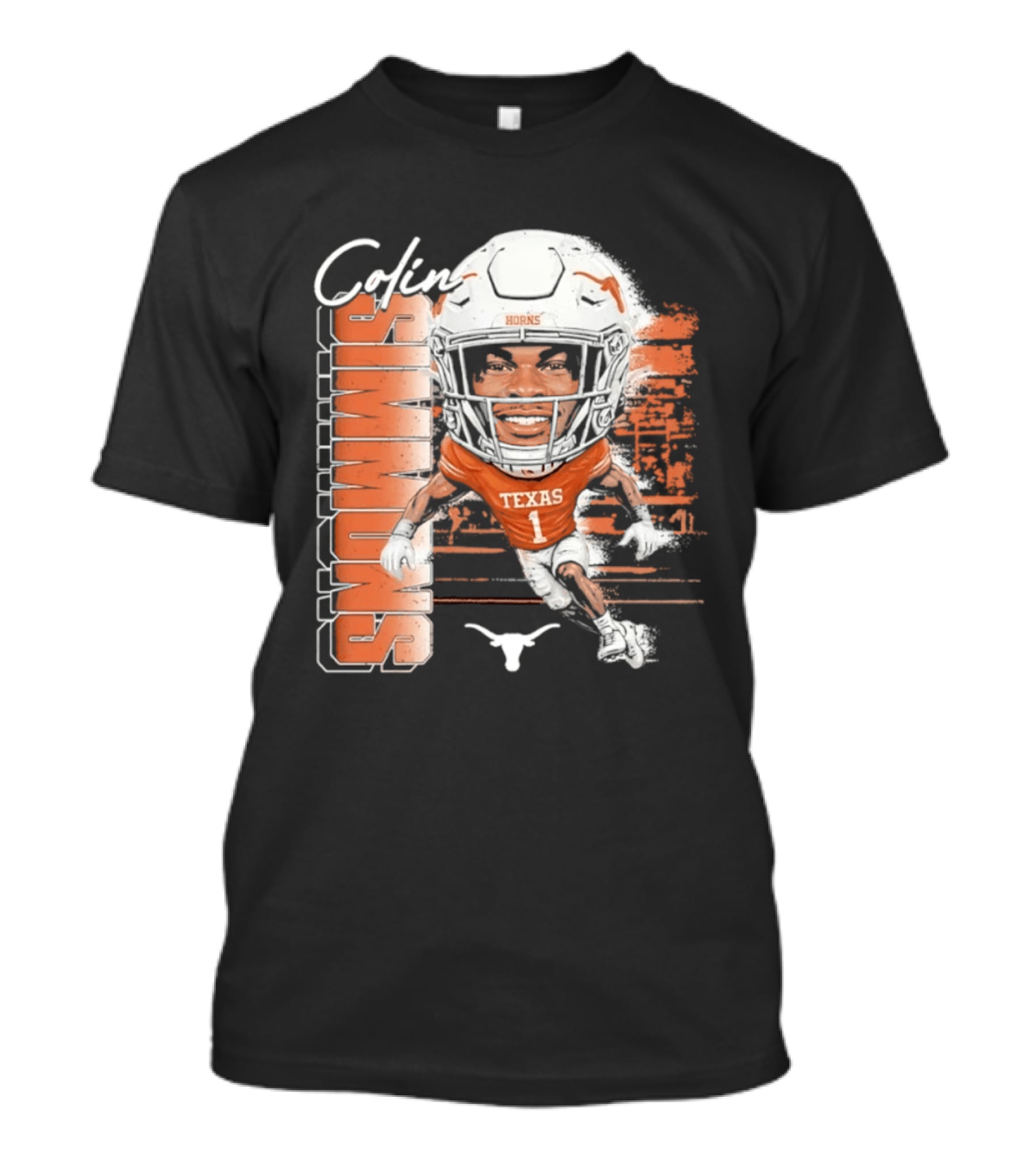 Colin Simmons Texas Longhorns Football Player Number 1 Distressed T-Shirt