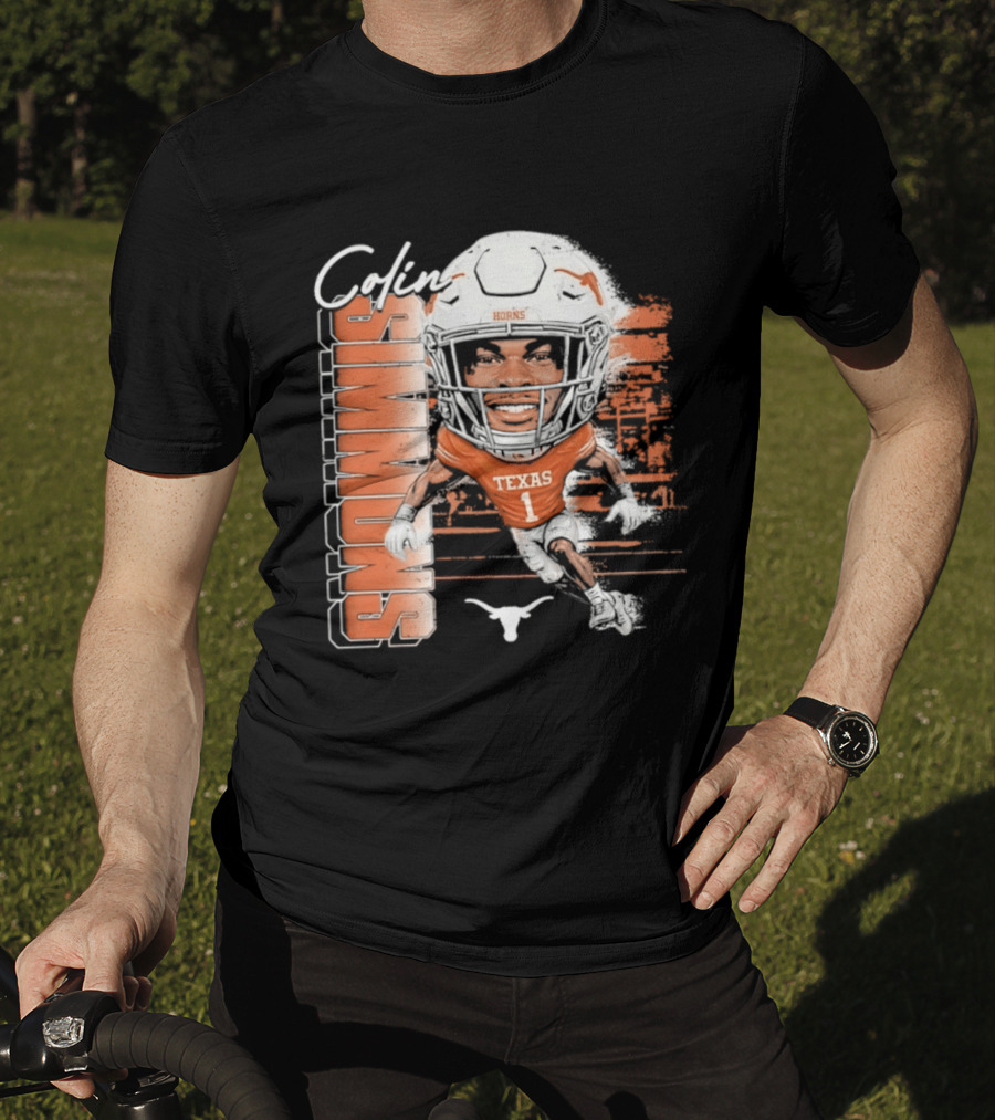 Colin Simmons Texas Longhorns Football Player Number 1 Distressed T-Shirt