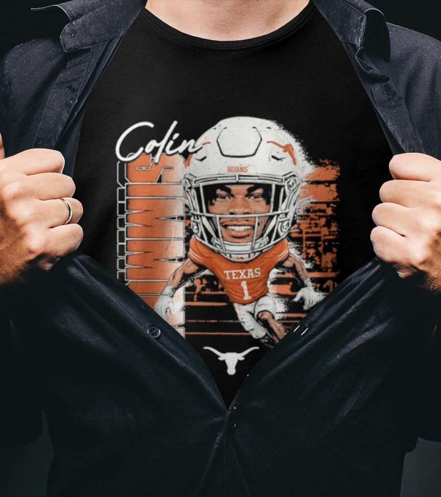 Colin Simmons Texas Longhorns Football Player Number 1 Distressed T-Shirt
