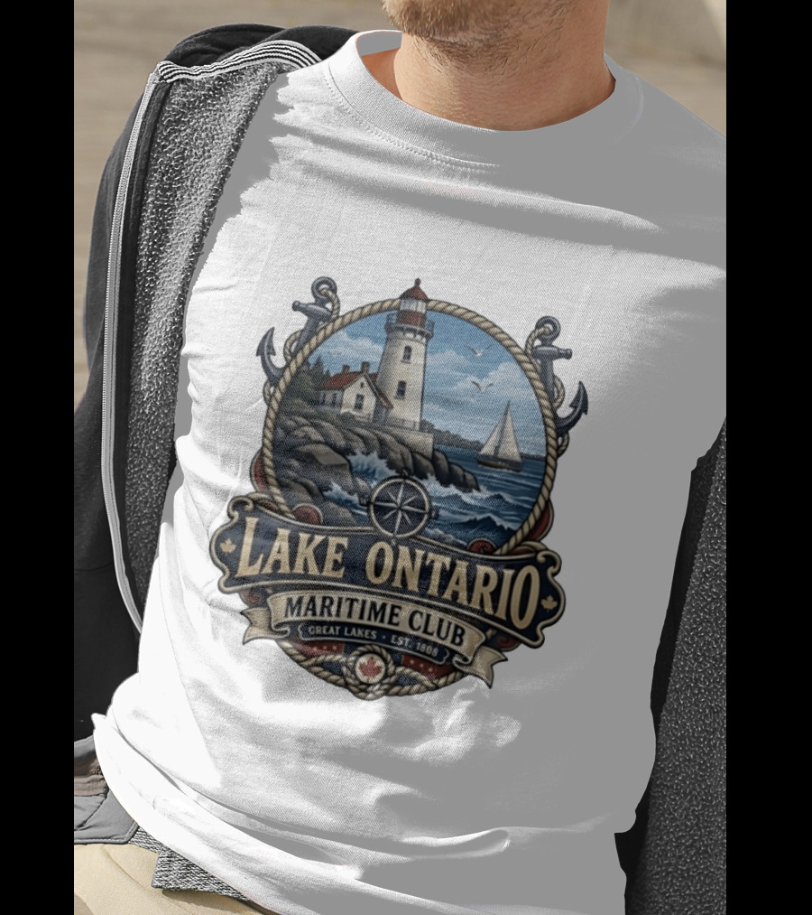 Lake Ontario Maritime Club Great Lakes Lighthouse Sailboat Est 1808 T-Shirt