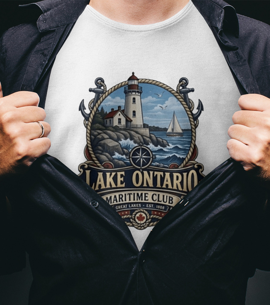 Lake Ontario Maritime Club Great Lakes Lighthouse Sailboat Est 1808 T-Shirt