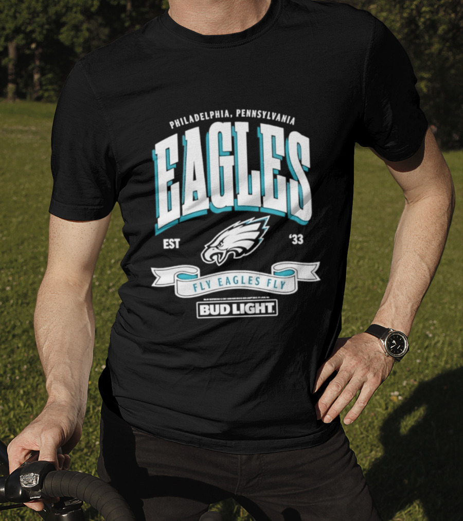 Philadelphia Pennsylvania Eagles Fly Eagles Fly Bud Light Est 1933 T-Shirt