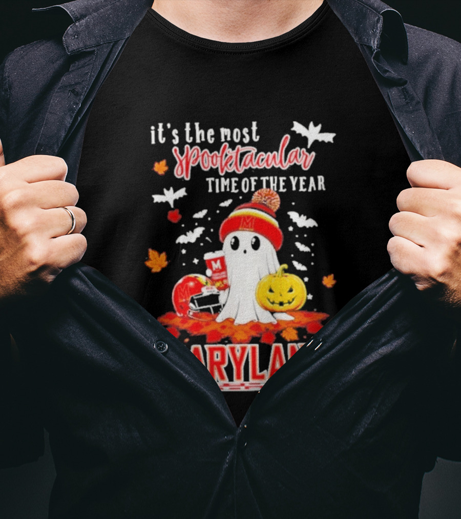 Maryland Terrapins Halloween 2026 Most Spooktacular Time Of The Year Ghost T-Shirt