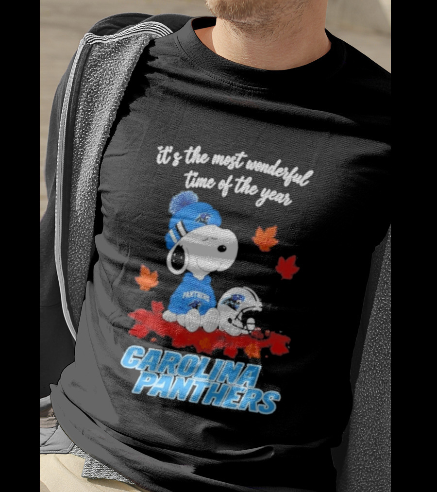 Carolina Panthers Snoopy Fall Halloween 2026 Most Wonderful Time Of The Year T-Shirt
