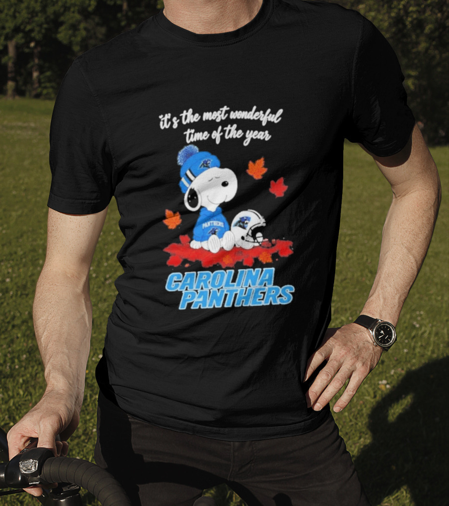 Carolina Panthers Snoopy Fall Halloween 2026 Most Wonderful Time Of The Year T-Shirt