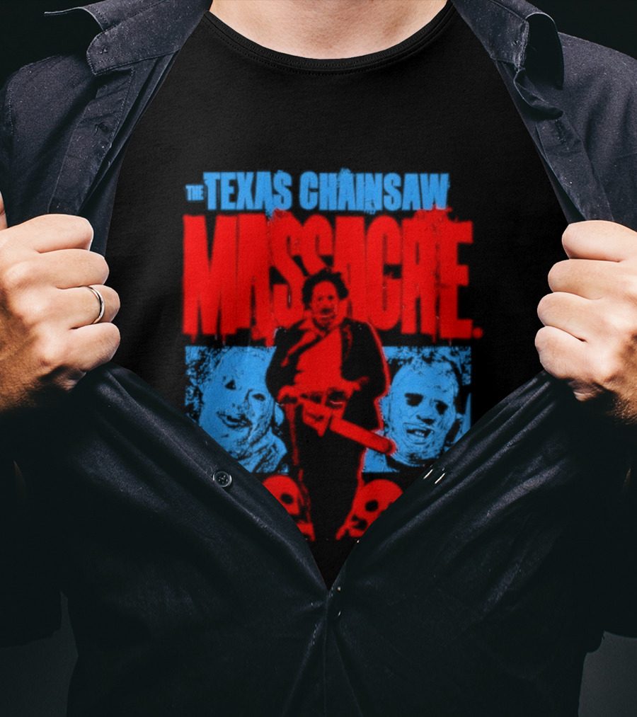 The Texas Chainsaw Massacre Leatherface Horror Movie Skulls Scene T-Shirt