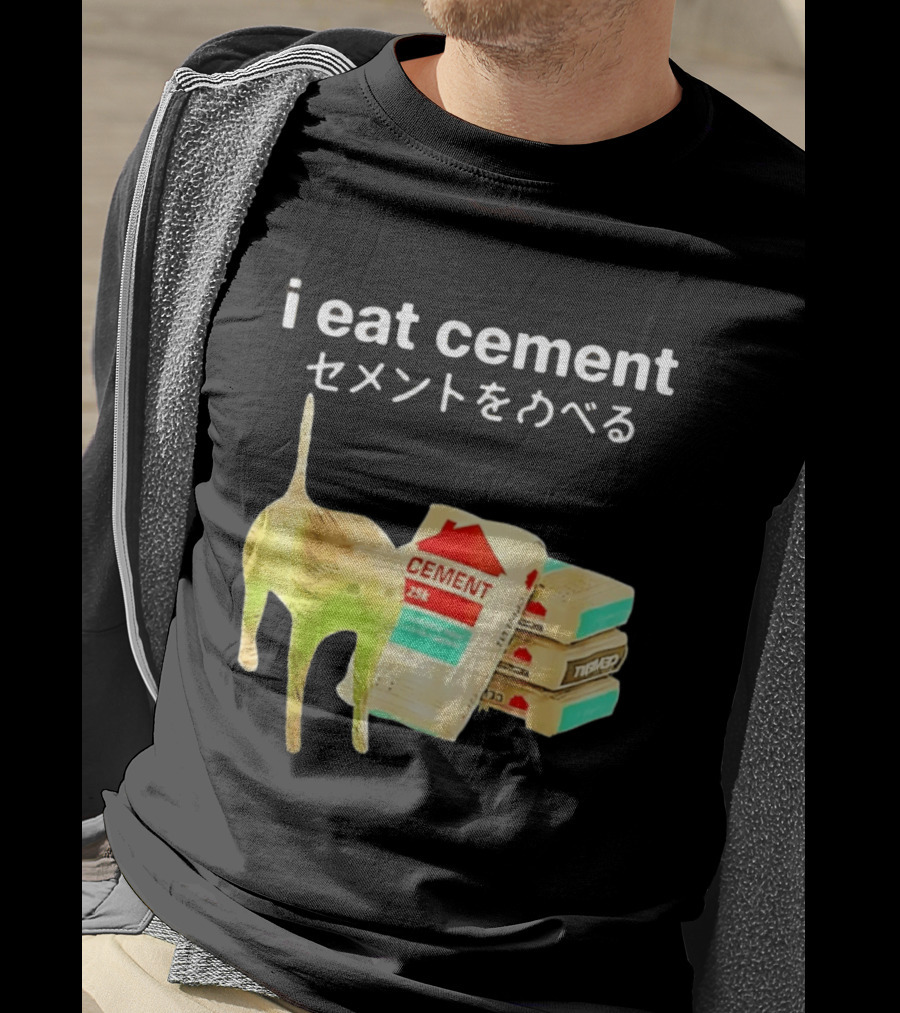 I Eat Cement Cat Meme Cursed T-Shirt