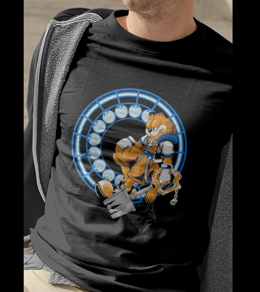 Just Another Heartless Monday Yetee Crossover With Keyblade Wielding Garfiend And Cool Blue Circles T-Shirt