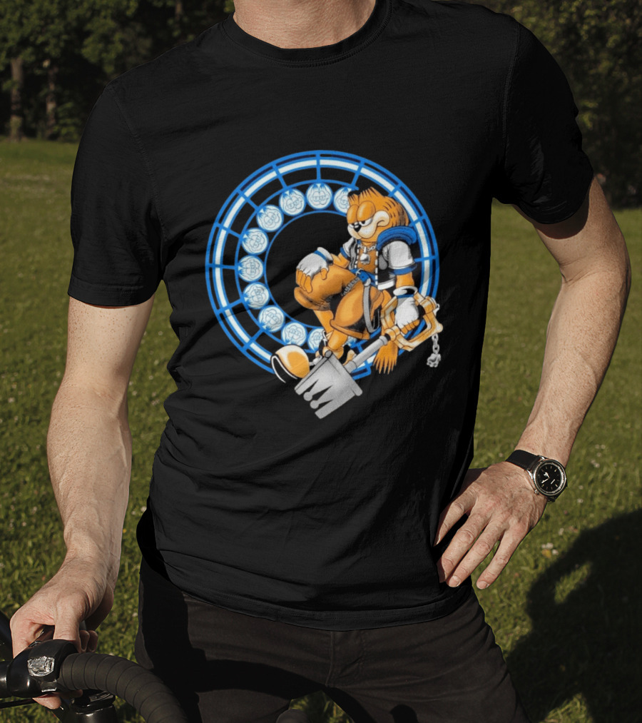 Just Another Heartless Monday Yetee Crossover With Keyblade Wielding Garfiend And Cool Blue Circles T-Shirt