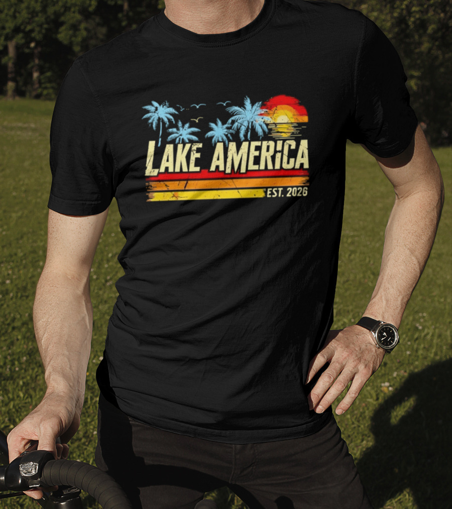 Lake America Sunset Palms Vintage Est 2026 T-Shirt