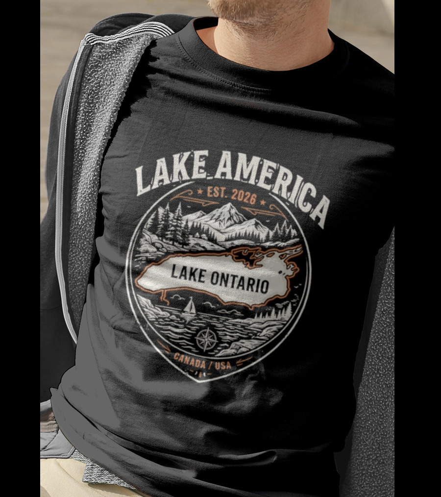 Lake America Est 2026 Lake Ontario Canada USA Scenic T-Shirt