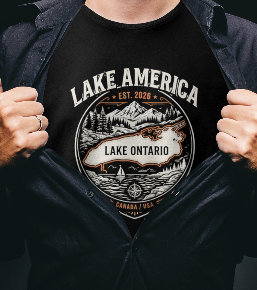 Lake America Est 2026 Lake Ontario Canada USA Scenic T-Shirt