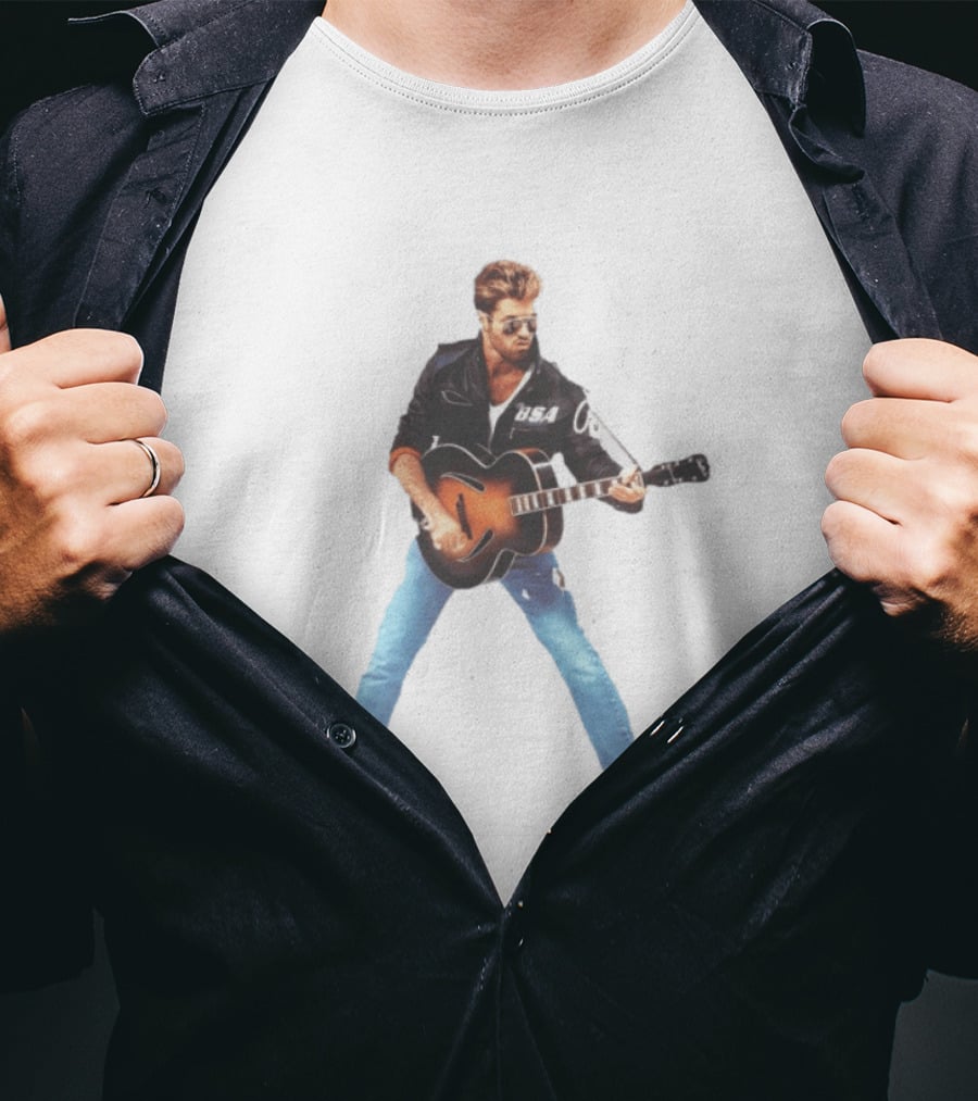 George Michael Faith Tour 1988 USA Guitar Jacket T-Shirt