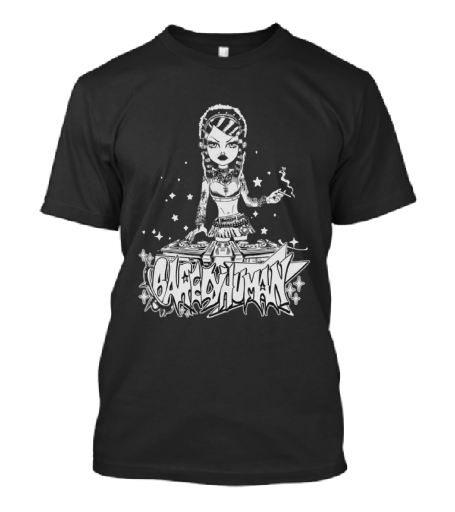 6Arelyhuman Digital Dancer Doll Tattoo Style DJ Aesthetic T-Shirt