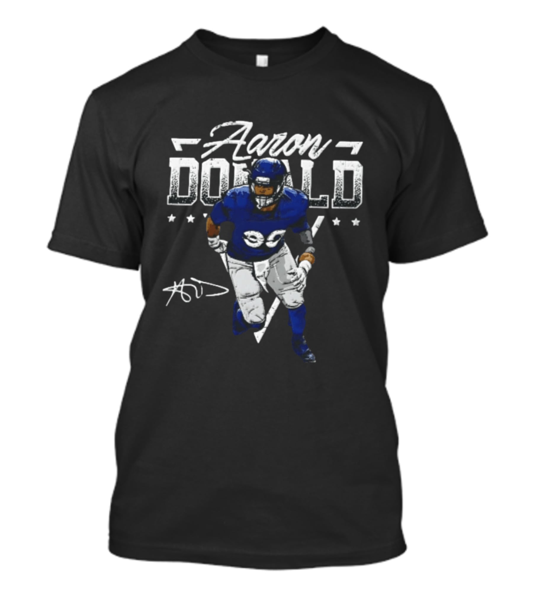 Aaron Donald Halftone Distressed Stars Player Photo T-Shirt