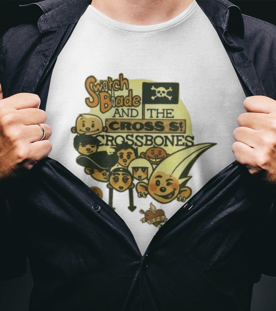 Switchblade And The Crossbones 1964 MFE Cartoon Characters With Skull Flag T-Shirt