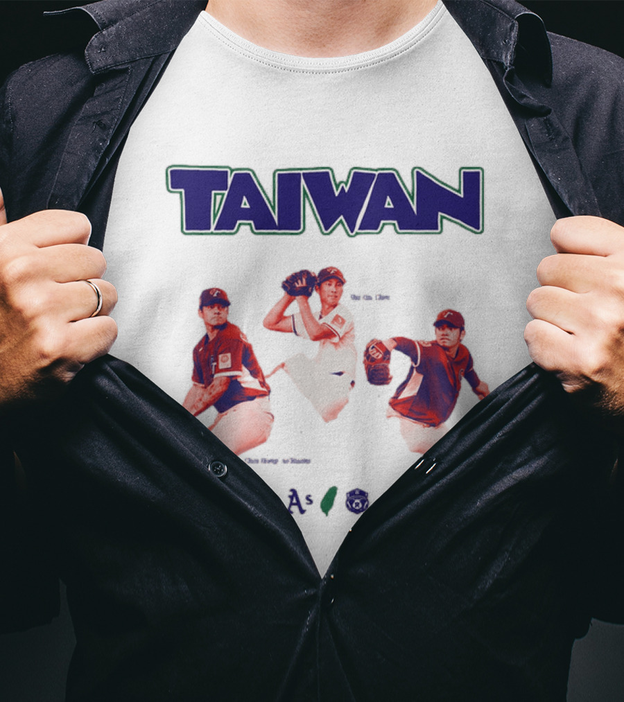 Taiwan Baseball Players Heritage With Taiwan Athletics And Baseball Federation Logos T-Shirt