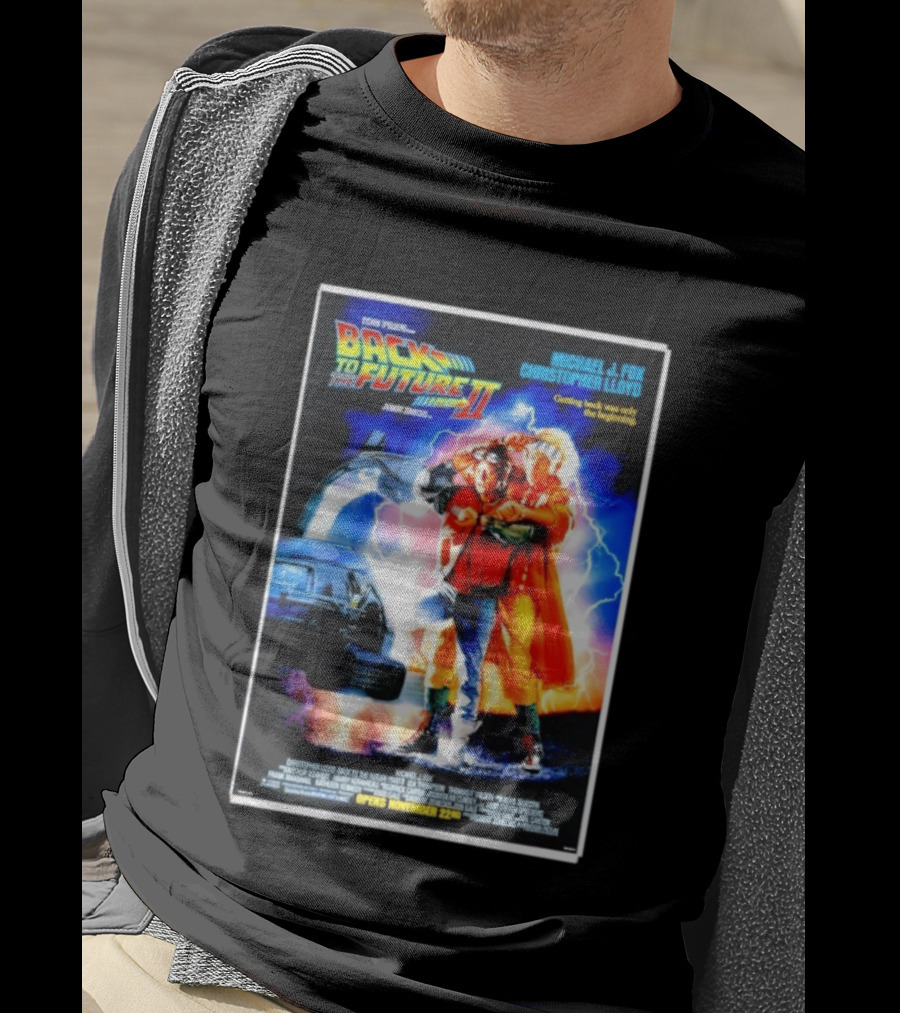 Back To The Future Part II Movie Michael J Fox Christopher Lloyd DeLorean Time Machine November 22 Spielberg T-Shirt