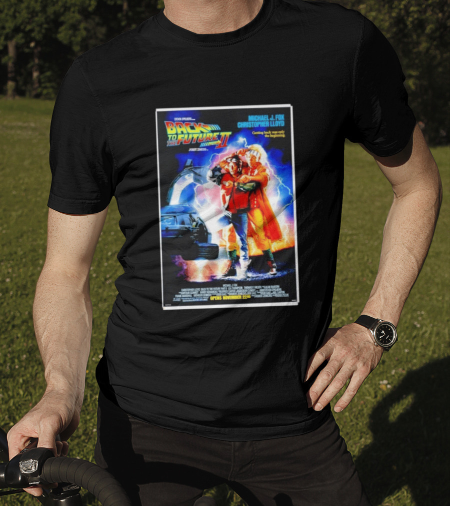 Back To The Future Part II Movie Michael J Fox Christopher Lloyd DeLorean Time Machine November 22 Spielberg T-Shirt
