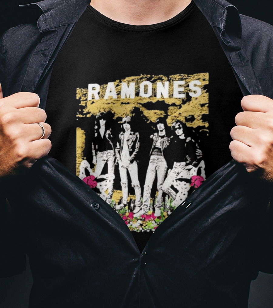 Ramones Floral Punk Rock Music Band T-Shirt