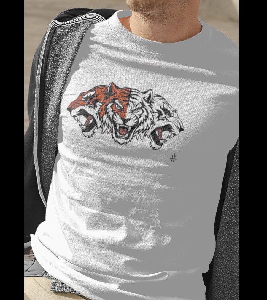 Three Headed Tiger Big Cat Fierce Roaring Trio T-Shirt