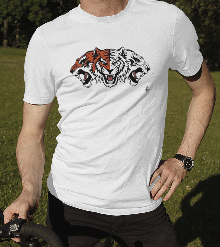Three Headed Tiger Big Cat Fierce Roaring Trio T-Shirt