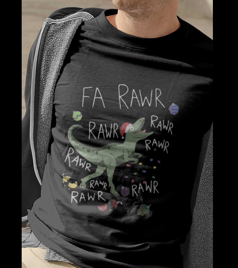 Santa Dinosaur Rex Fa Rawr Rawr Rawr Christmas Holiday T-Shirt