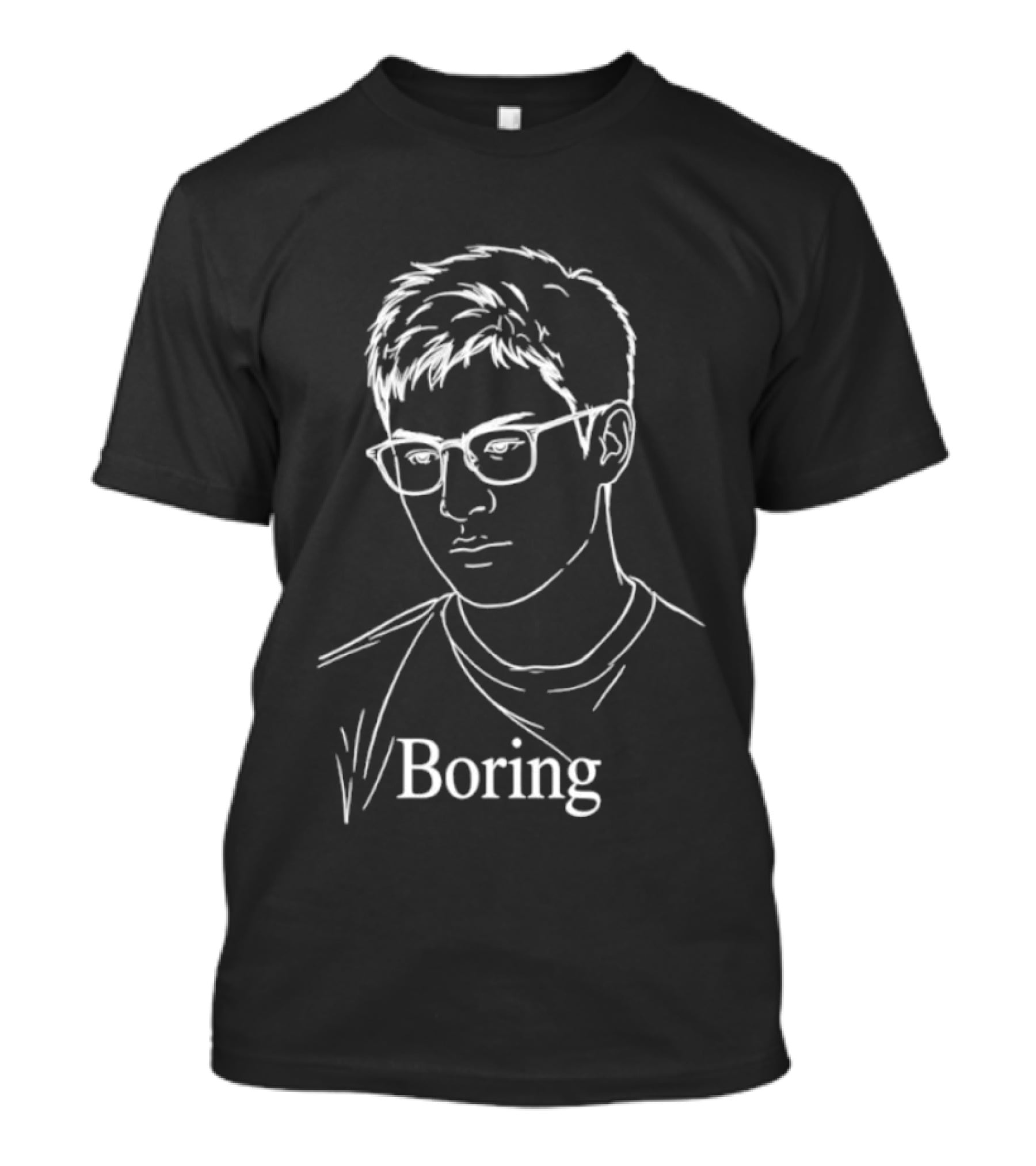 Boring Minimalist Line Art Portrait With Glasses T-Shirt