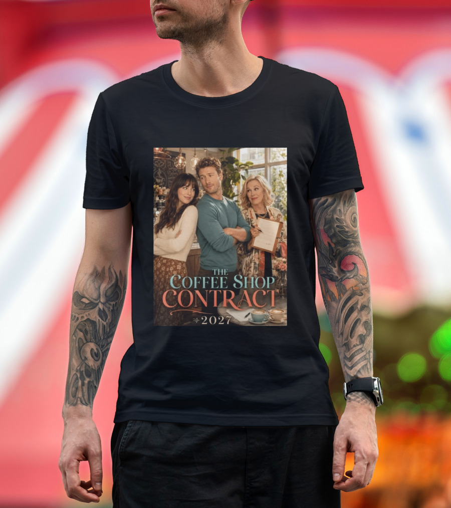 The Coffee Shop Contract 2027 Cozy Romantic Comedy Scene T-Shirt