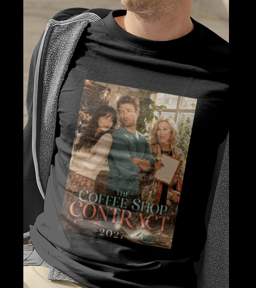 The Coffee Shop Contract 2027 Cozy Romantic Comedy Scene T-Shirt