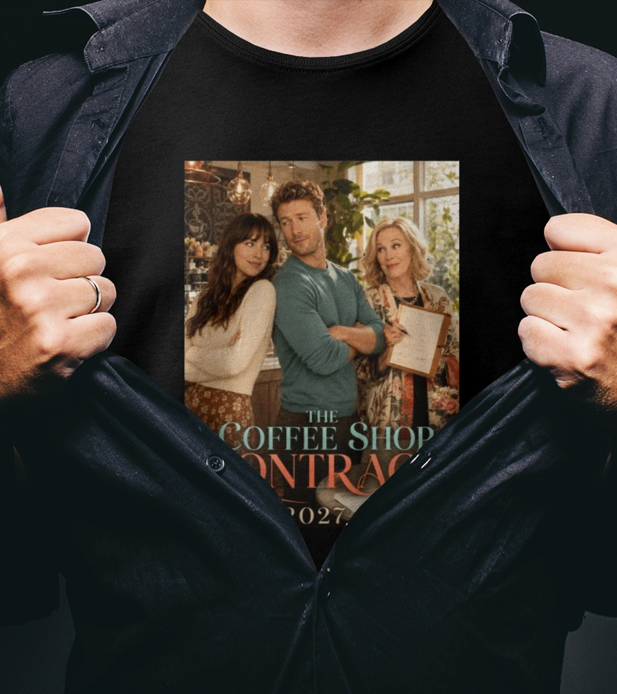 The Coffee Shop Contract 2027 Cozy Romantic Comedy Scene T-Shirt