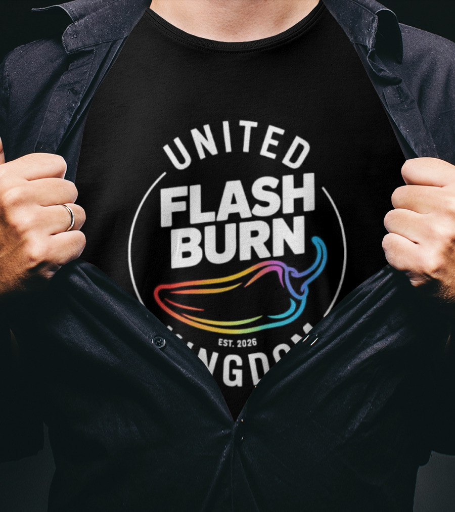 United Flash Burn Kingdom Est 2026 Spicy Pepper Color Burst T-Shirt